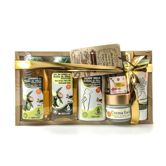 Cesta de cosméticos para regalo surtidos con aceite de oliva Cosméticaolivo